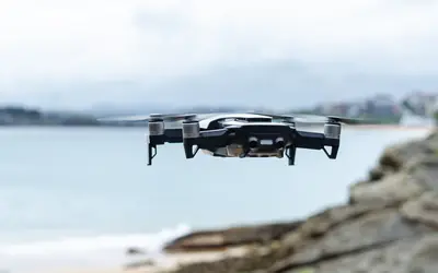 Drone flying over the coast