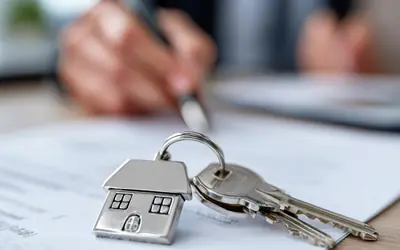 House keys on a property purchase contract